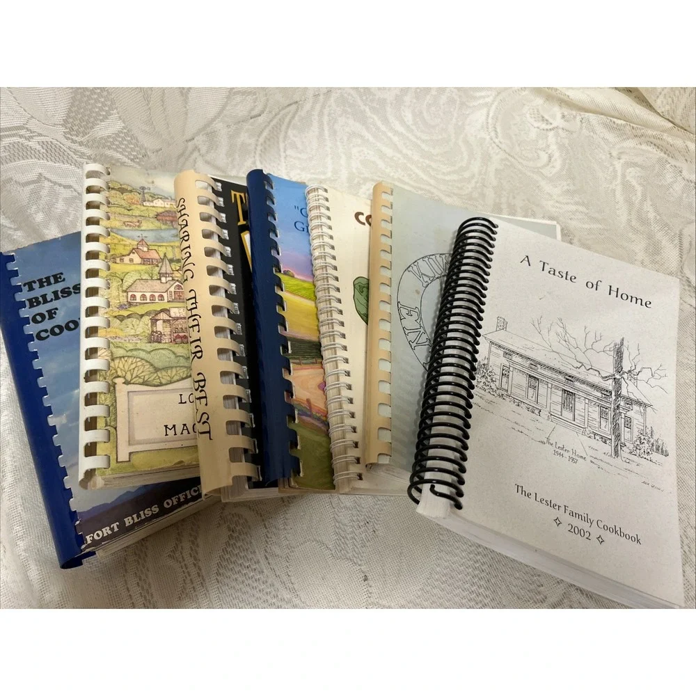 LOT OF 7 SPIRAL COOKBOOKS COMMUNITY LOCAL CHURCH  FORT BLISS VTG COOK‎ BOOK